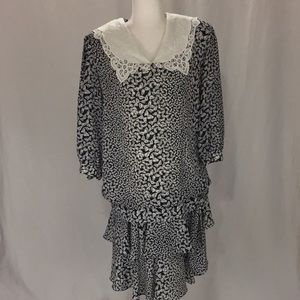 Vintage Liz Roberts Butterflies  Print MIDI Dress 80s